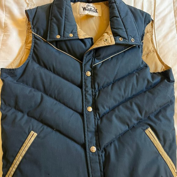 VTG WOOLRICH Size Small Mens Down Filled Made in USA Puffer Vest Full Zip Blue